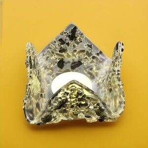 MCM Art Glass Tealight Candle Holder Retro 2.75" Tall x 4.25" Wide Decorative